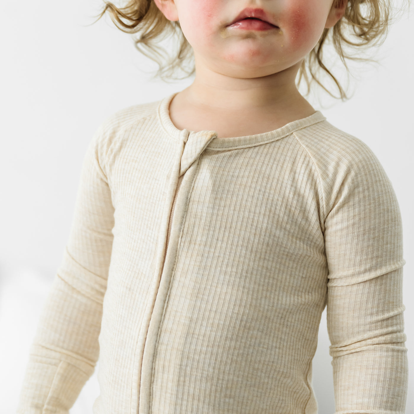 Heather Oatmeal Ribbed Zippy